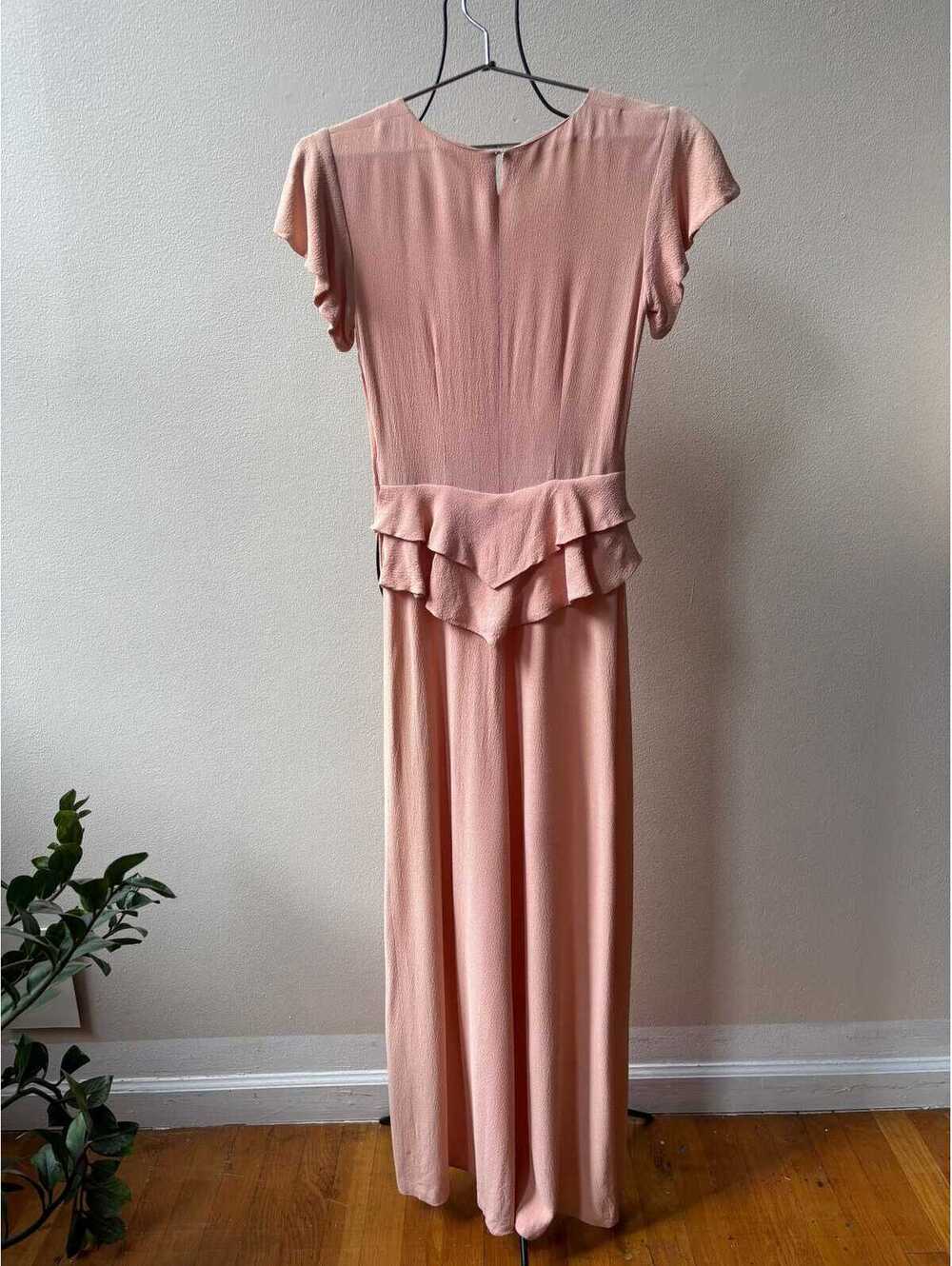 Vintage 1930s Ballet Pink Silk Crepe Flutter Sleeve Peplum Waist Maxi Dress Gown - Picture 4 of 7